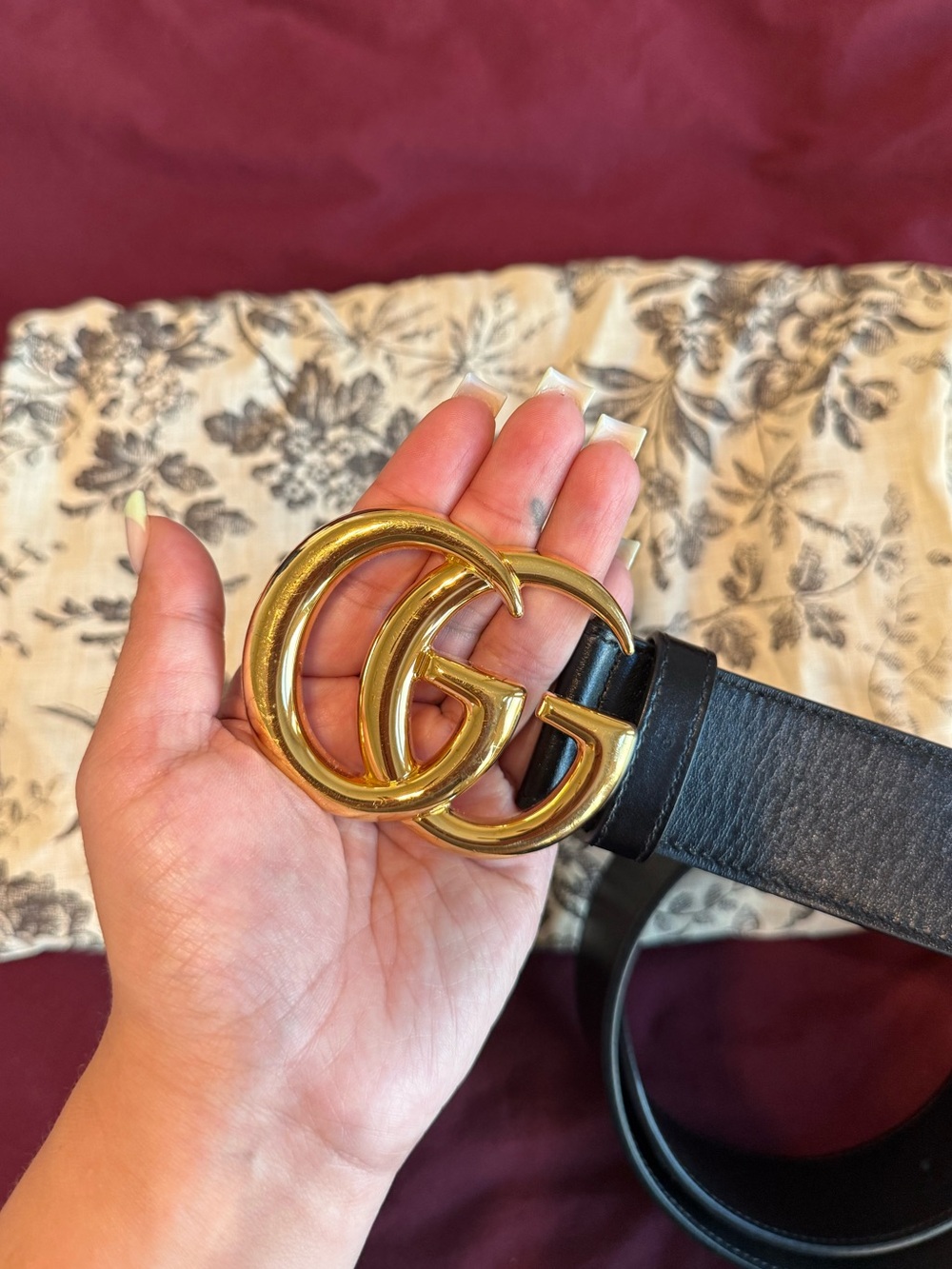 Gucci GG marmont wide belt with shiny buckle